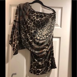 Off the shoulder leopard mini dress